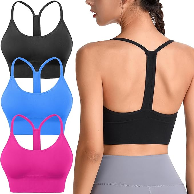 Evercute Racerback Sports Bras Padded Y Racer Back Cropped Bras for Yoga Workout Fitness Low Impa... | Amazon (US)