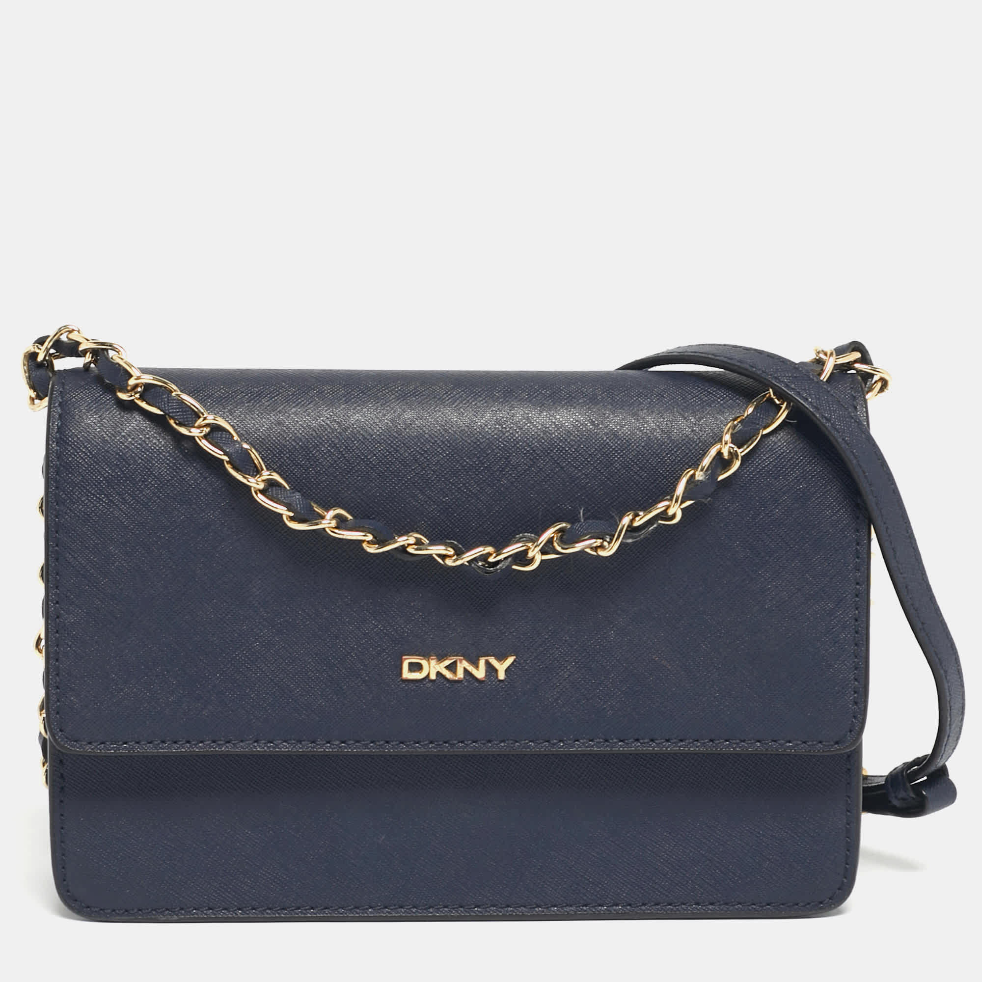 Dkny Navy Blue Leather Bryant Park Flap Crossbody Bag | Shop Simon