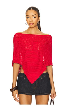 Frankies Bikinis Sophie Crochet Poncho in Red Rose from Revolve.com | Revolve Clothing (Global)