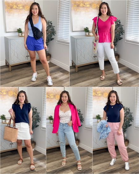 @walmartfashion #WalmartPartner #WalmartFashion

Blue Tank: Small
Blue Shorts: Small

Hot Pink Eyelet Top: Small
Crop White Denim: 6

Blue Eyelet Top: Small
White Denim Skirt: 8

Floral Tank: Medium
Pink Linen Blazer: Medium
Mom Jeans: 6

Blue Cap Sleeve Tee: Medium
Pink Cargo Joggers: Small
Denim Jacket: Mediumm