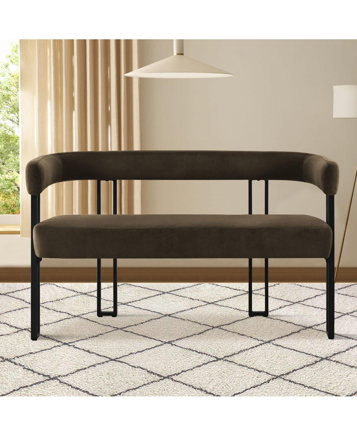 Velvet Upholstered 2-Seater Bench, Modern Loveseat Sofa for Living Room, Bedroom, or Entryway-Maison Boucle - Mink+velvet | Macy's