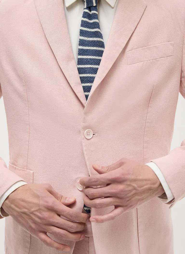 Tailored Linen Blazer | Dusty Pink | Percival Menswear