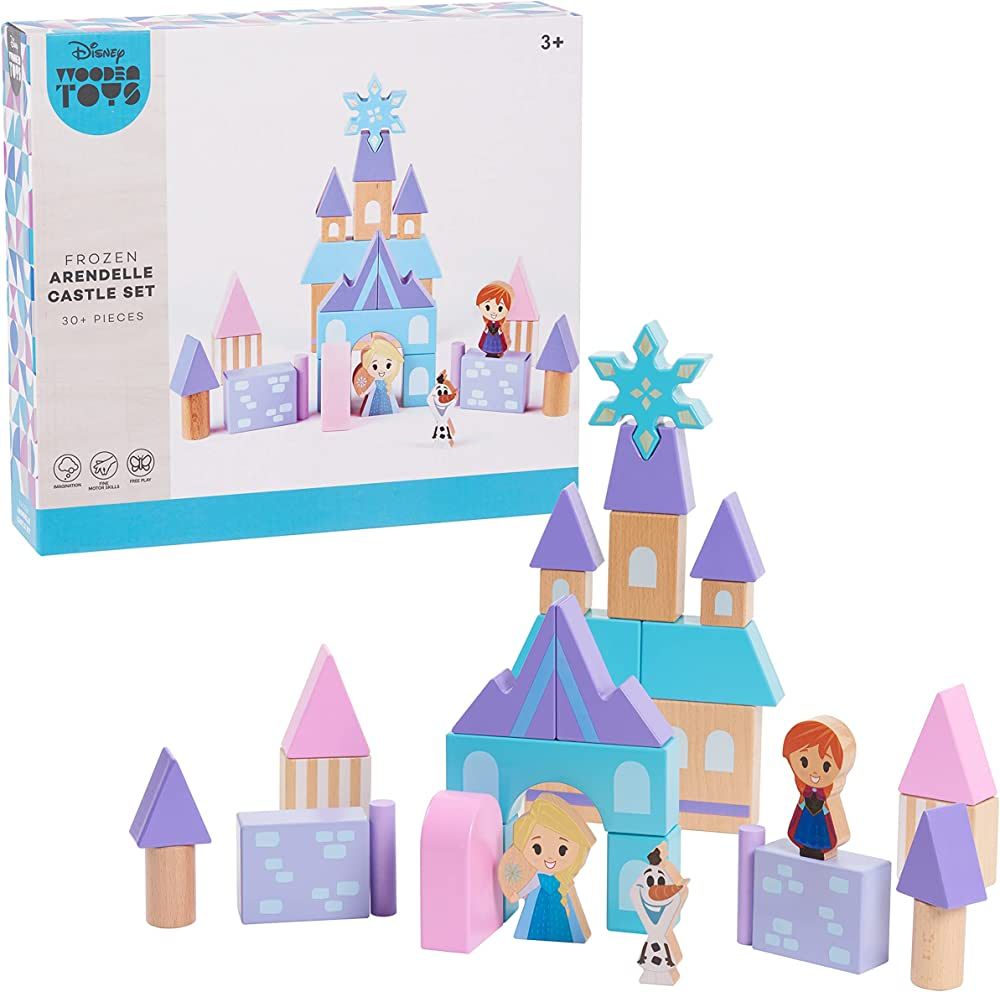 Just Play Disney Wooden Toys Frozen Arendelle Castle Block Set, 30+ Pieces Include Elsa, Anna, an... | Amazon (US)