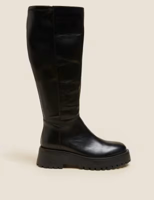 Leather Chunky Flat Knee High Boots | M&S Collection | M&S | Marks & Spencer (UK)