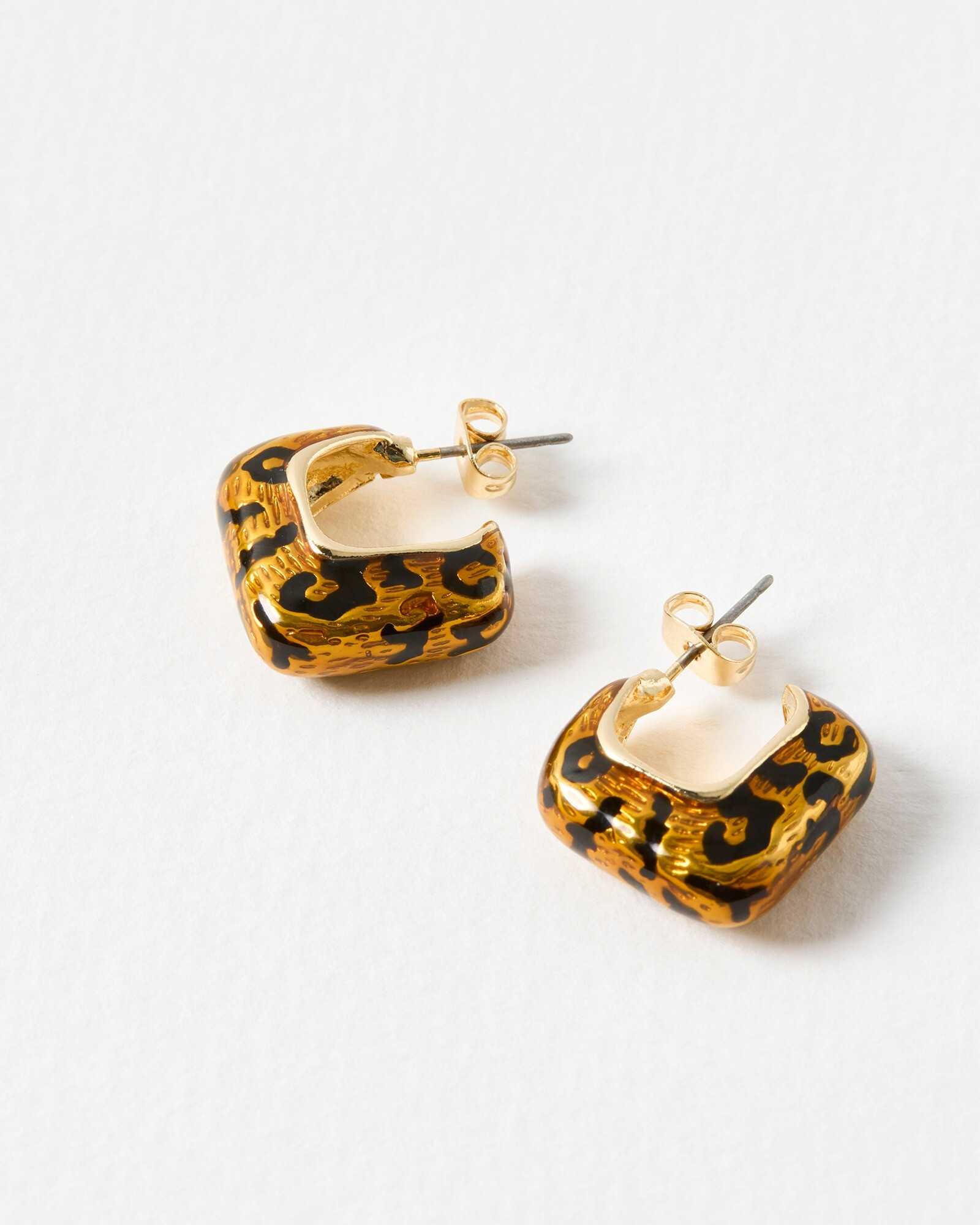 Lana Leopard Print Square Hoop Earrings | Oliver Bonas | Oliver Bonas (Global)