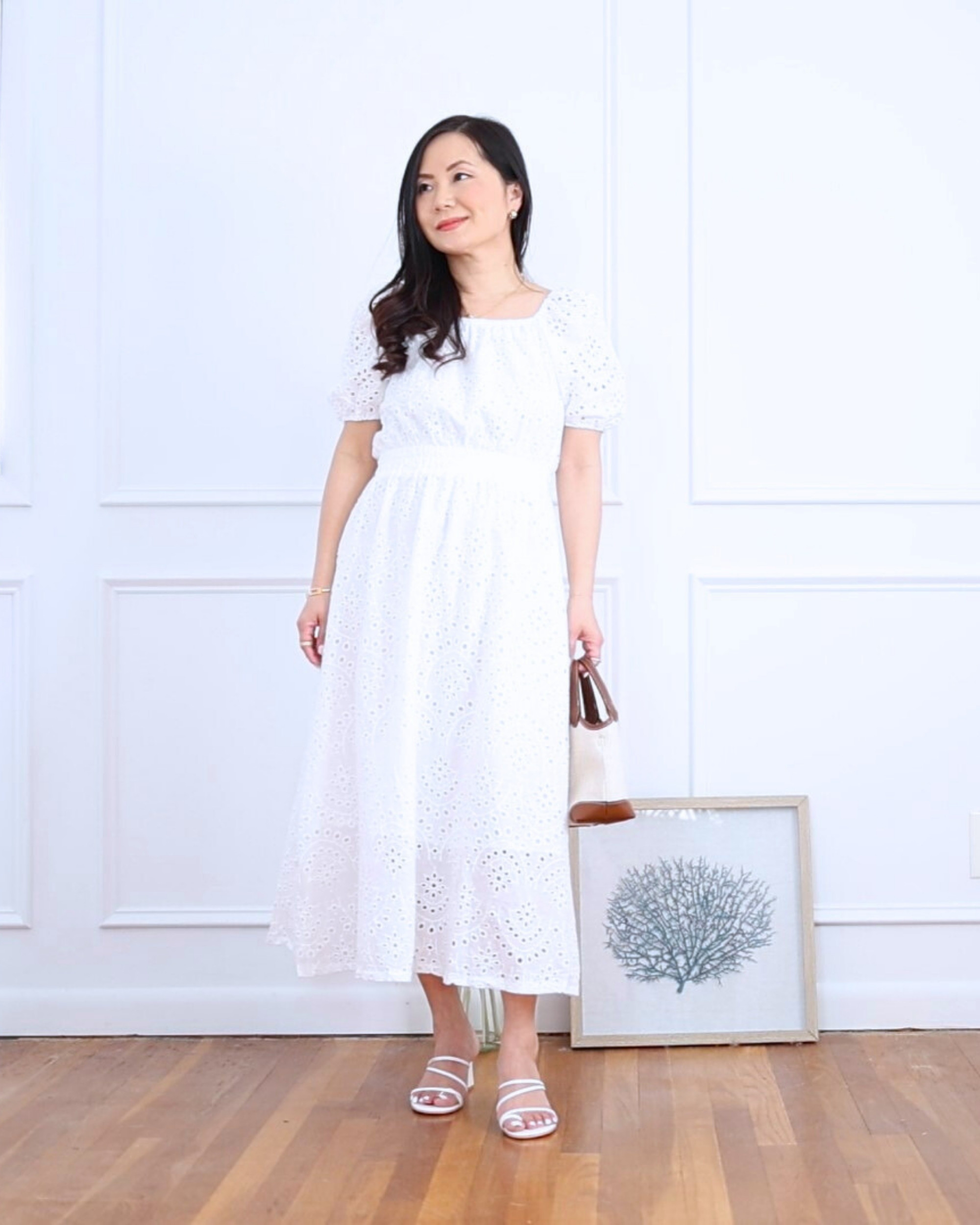 Wore this eyelet midi dress from Amazon and loved how comfy and flattering it felt on my petite frame. Paired it with a simple bag and heeled sandals for an easy Summer look! I’m 5’2, wearing size S.

#LTKOver40 #LTKPetite #LTKStyleTip