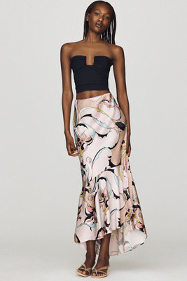 Maeve Bias Cut Satin Midi Skirt | Anthropologie (US)