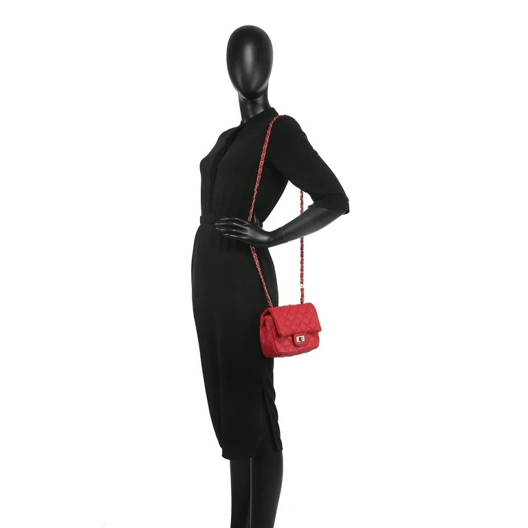 POPPY Classic Quilted Crossbady Bag Vagan Leather Mini Shoulder Bag with Goldtone Chain Strap | Walmart (US)