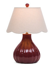 22in Ceramic Teardrop Table Lamp With Scalloped Shade | Marshalls