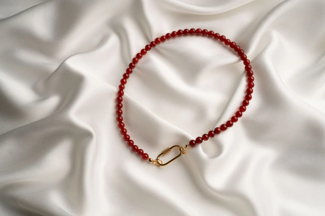 CARMEN Red Carnelian Beaded Necklace Choker, Carnelian Necklace, Red Necklace, Coral Necklace, Re... | Etsy (US)