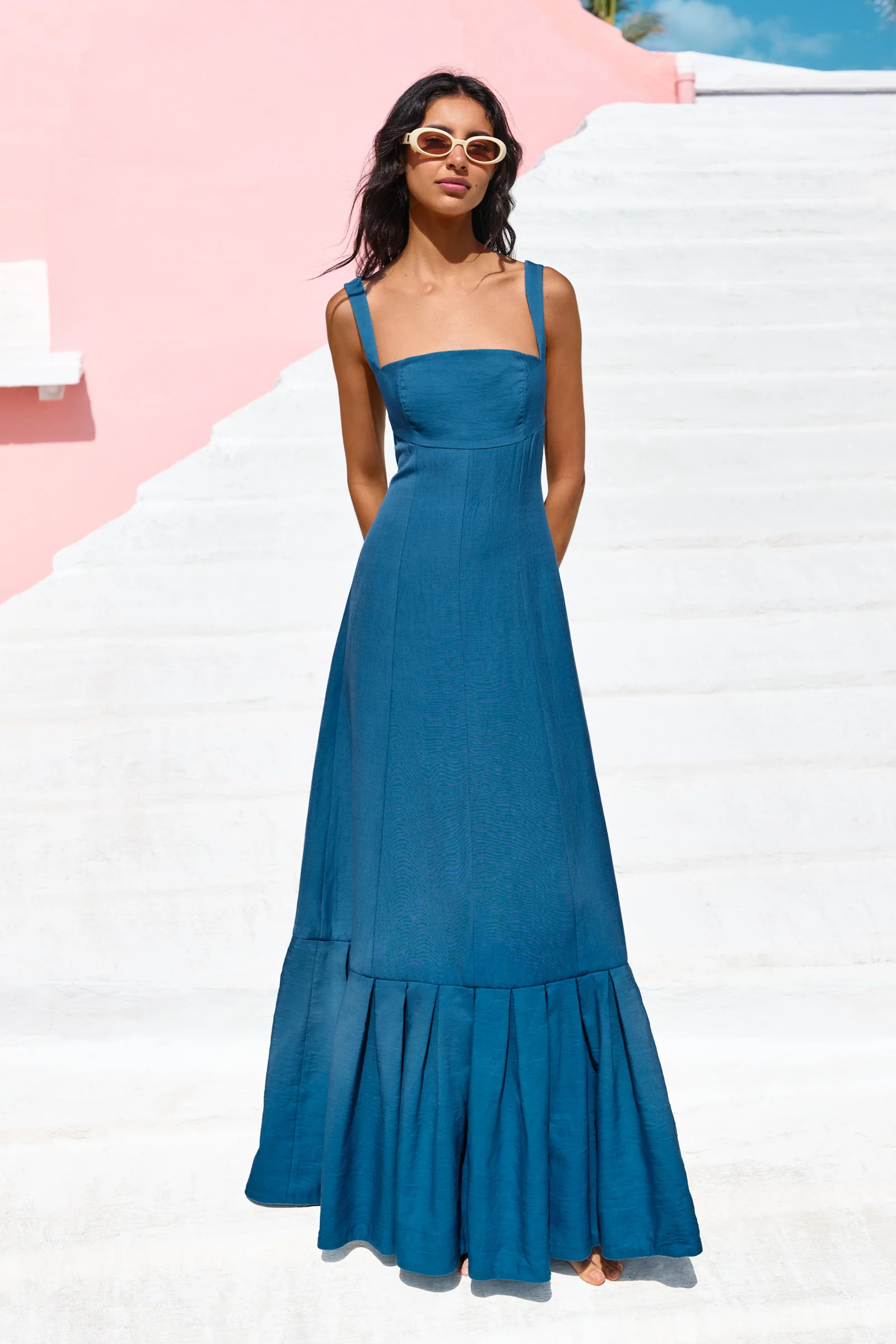 MARGARET OCEAN TIE BACK GOWN | COUPER