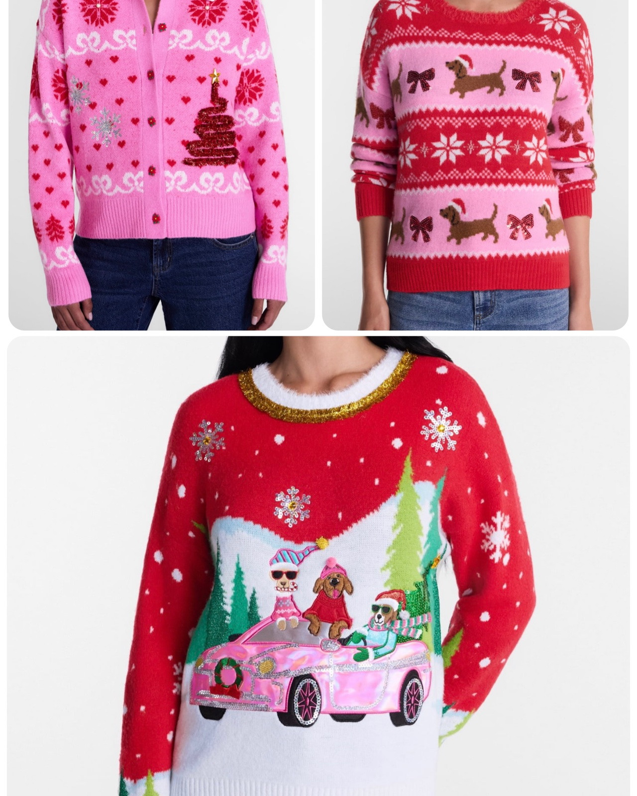 🎄 Walmart Christmas Sweaters Under $25! 🎀
Who says holiday sweaters have to be expensive?! ❤️ These Walmart Christmas sweaters are giving all the festive, fun, and slightly preppy holiday vibes without the boutique price tag! I’m loving the pink Christmas tree cardigan, adorable dachshund print sweater, and the playful Christmas car sweater. Perfect for holiday parties, school events, Christmas shopping, or a casual festive outfit! ✨
All three are budget-friendly finds under $25, making them perfect for adding a little extra Christmas cheer to your wardrobe! 🎁
Walmart Christmas sweaters for women, affordable holiday sweaters, pink Christmas cardigan, Christmas dog sweater, dachshund Christmas sweater, festive women's sweaters, budget-friendly Christmas outfits, holiday party outfit ideas, cute Christmas tops, preppy holiday style, women's Christmas fashion, casual Christmas outfit, Walmart holiday fashion. ❤️🎄

#LTKOver40 #LTKSeasonal #LTKootd