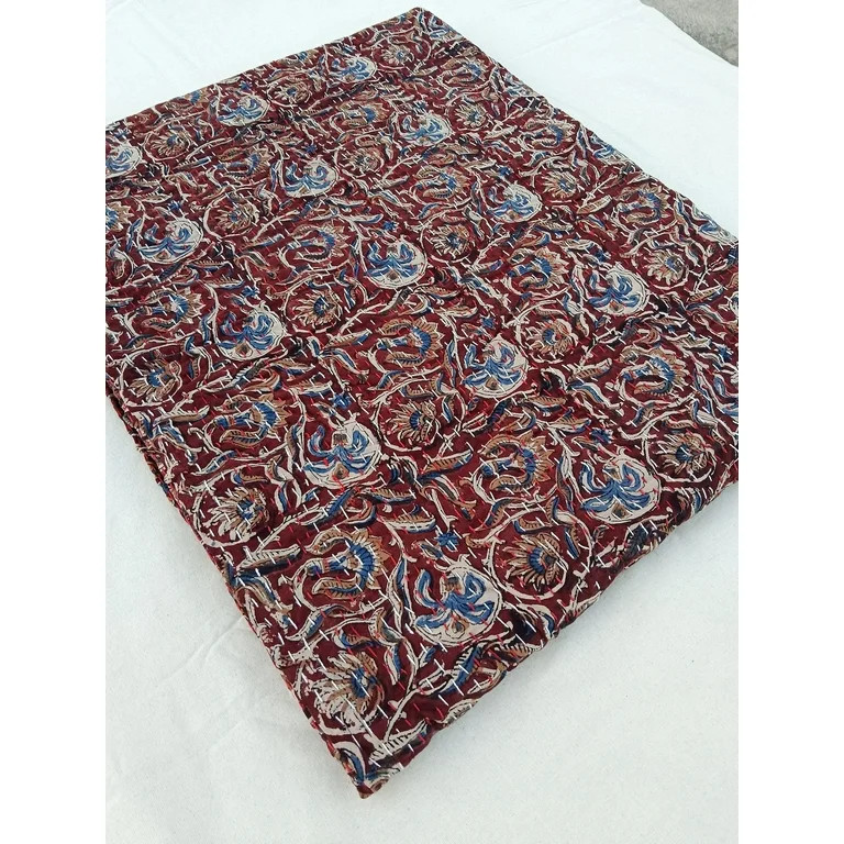 Ashlyn Kantha Quilt Burgundy Quilt Handblock Print Handmade Cotton Kantha Indian Netural Colour I... | Walmart (US)