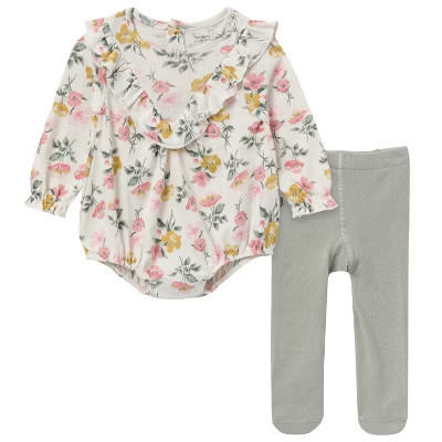Modern Moments by Gerber Baby Girls' 2-Piece Bubble Romper and Tights, Large Floral, 24 Months | Target
