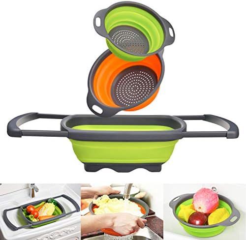 Goodking 3 Pack Collapsible Colander Set, Over the Sink Food Colanders Strainers with Extendable ... | Amazon (US)