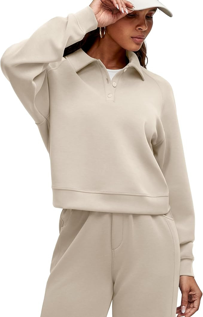 G4Free Smoofit Modal Soft Women's Polo Sweatshirts Pullover Long Sleeve Button Up Casual Tops | Amazon (US)