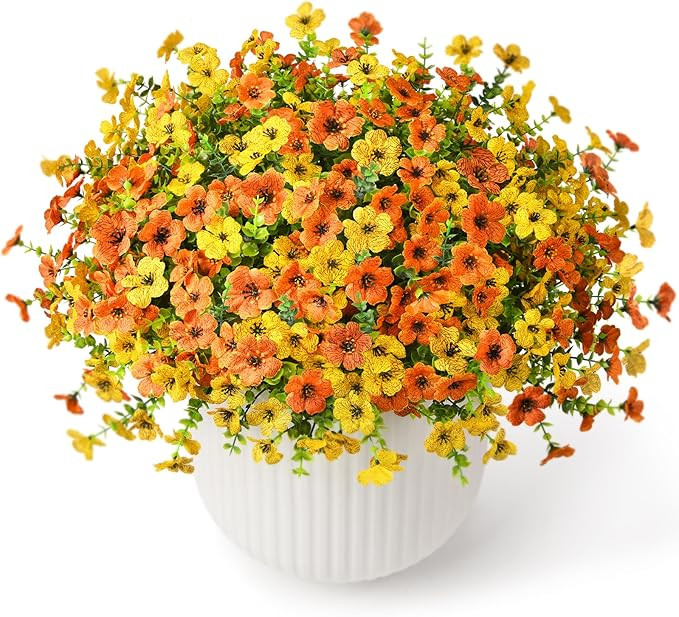 Artificial Faux Plants Flowers Outdoor Fall Decoration, 12 Bundles Fake Silk Colorful Daisy Flowe... | Amazon (US)