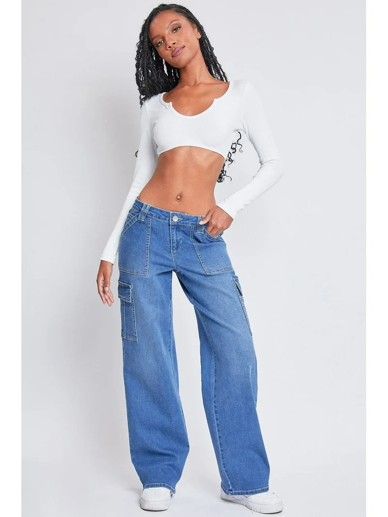 Women's Low Rise Relaxed Cargo Jeans | Walmart (US)