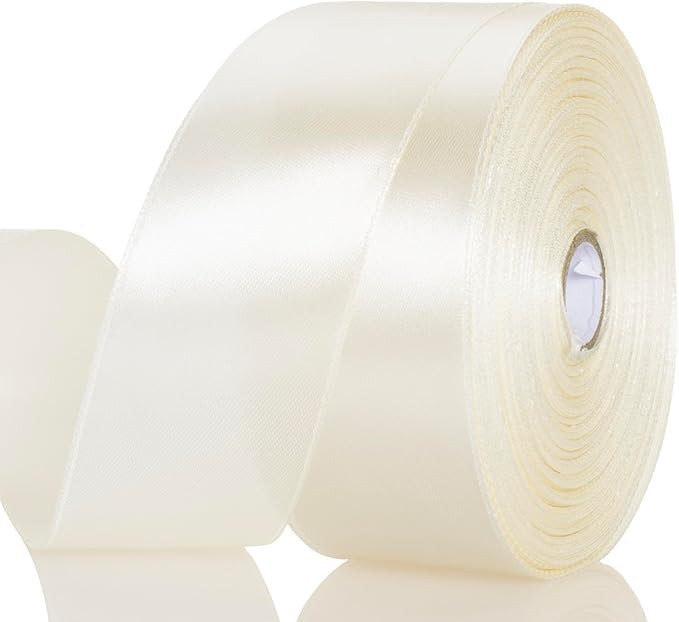 YASEO 1 1/2 Inch Ivory Solid Satin Ribbon, 50 Yards Craft Fabric Ribbon for Gift Wrapping Floral ... | Amazon (US)