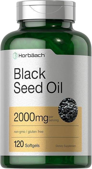 Horbaach Black Seed Oil Cold Pressed Softgel Capsules | 2000mg | 120 Count | Supplement with Omeg... | Amazon (US)