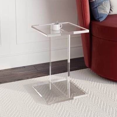 Square Clear Acrylic End Table Modern Side Table | Homary | Homary