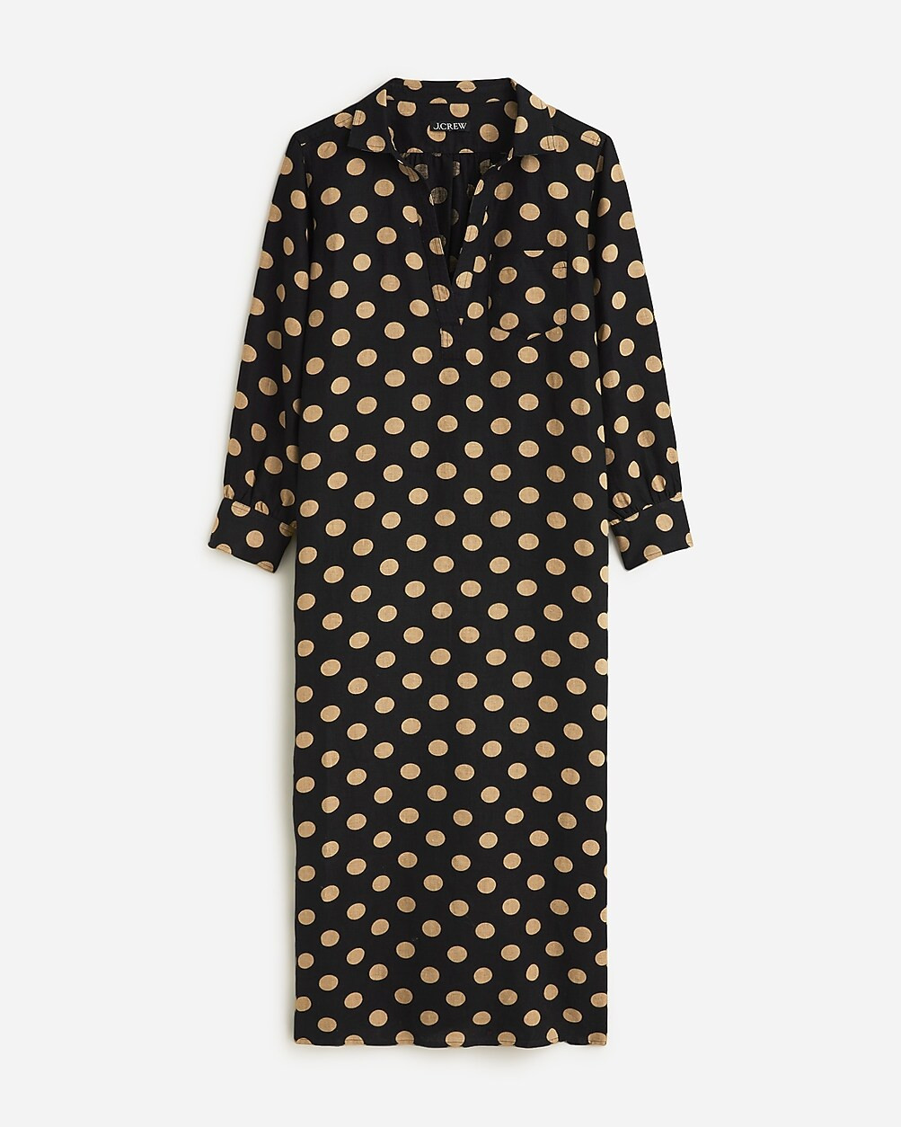 Bungalow maxi popover dress in dot linen | J. Crew US
