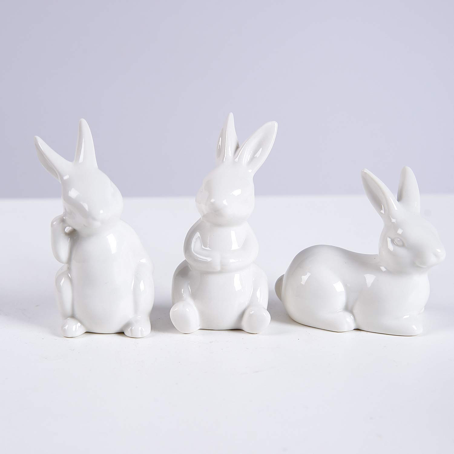 Easter Bunny Figurine Ceramic Bunny Rabbits, Porcelain Modern Art Spring Home Decor, Easter Decor... | Amazon (US)