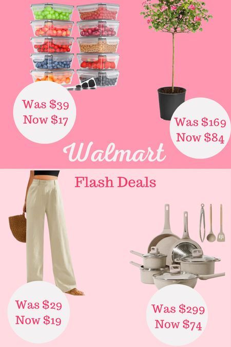 Walmart flash deals! Great containers, pans, rose bush, and trousers on major sale! 

#LTKsalealert #LTKover40 #LTKfindsunder100