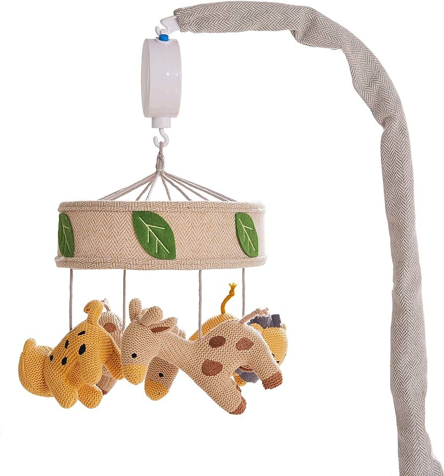 Levtex Baby - Zuma Musical Rotating Baby Crib Mobile - Knitted Animals - Brown, Ochre, Grey, Gree... | Amazon (US)
