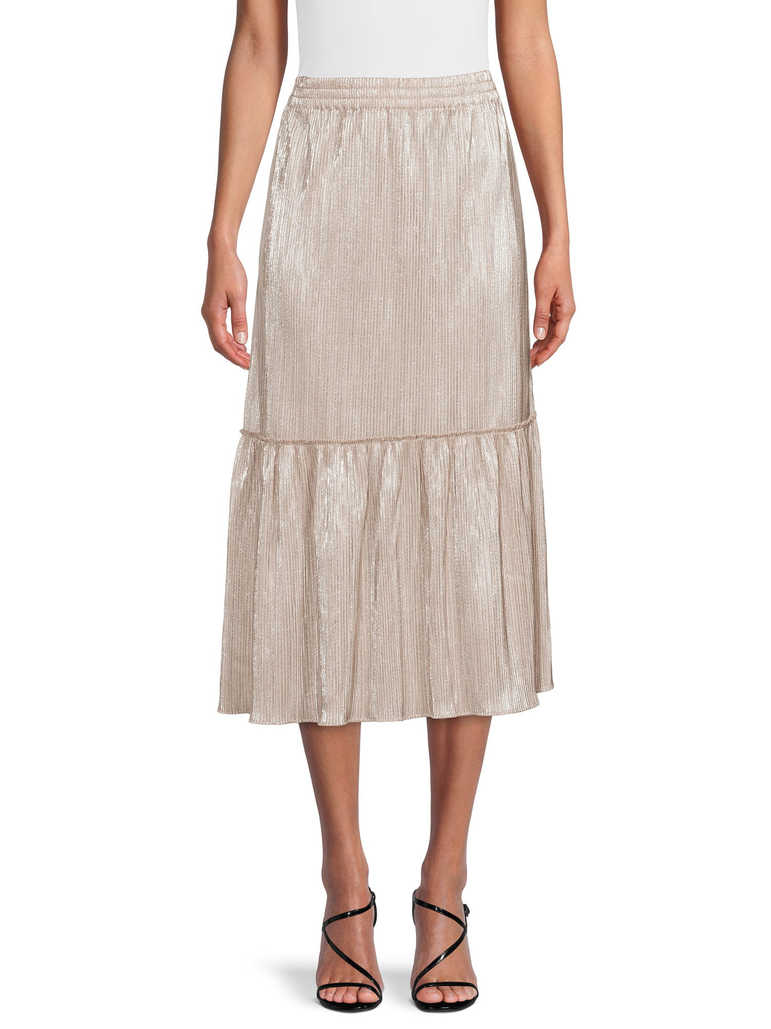 Time and Tru Plisse Midi Skirt - Walmart.com | Walmart (US)