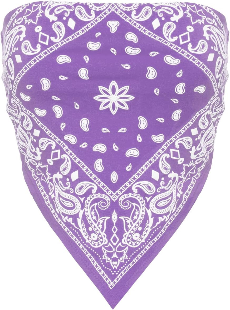 Design by Olivia Women's Paisley Bandana Tube Top Y2K Strapless Crop Top | Amazon (US)