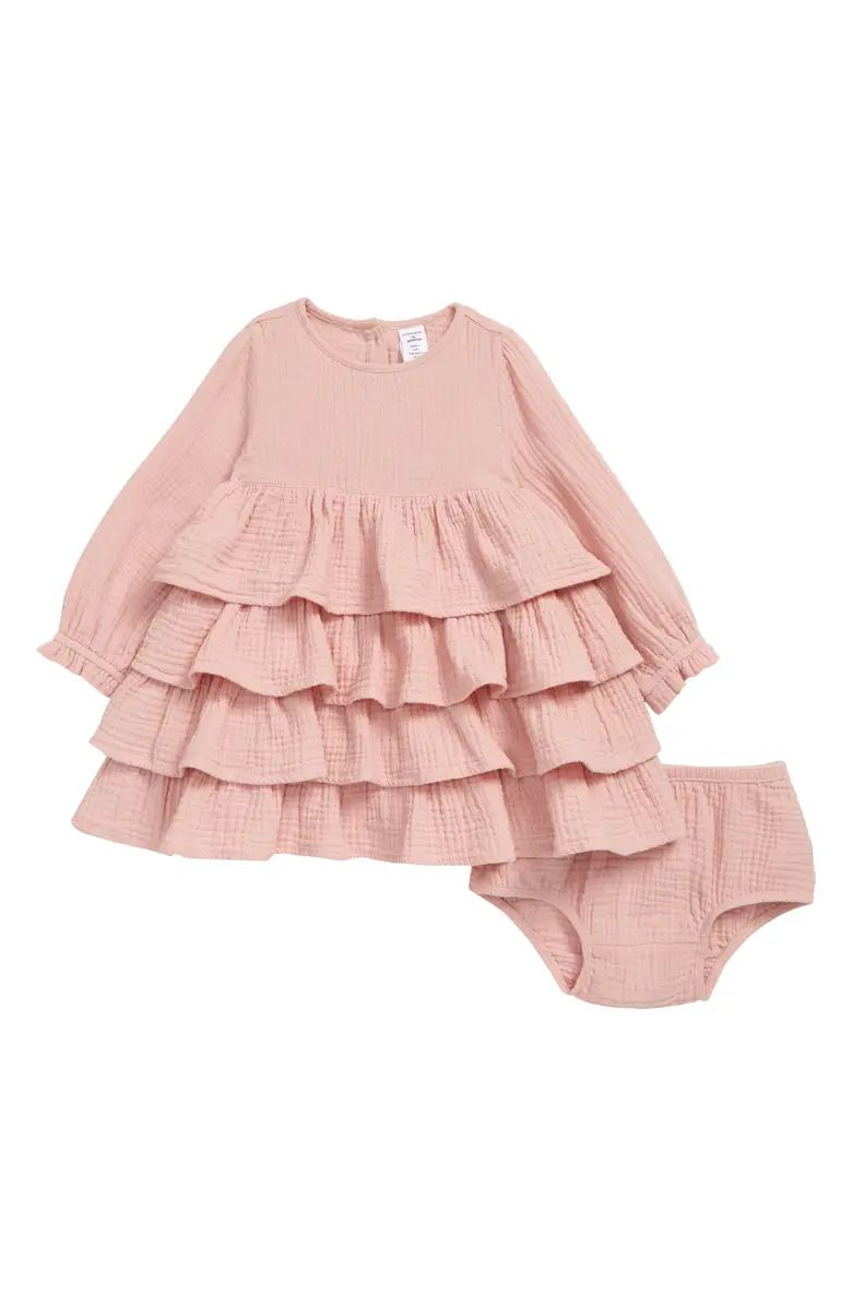 Tiered Ruffle Cotton Gauze Dress & Bloomers | Nordstrom