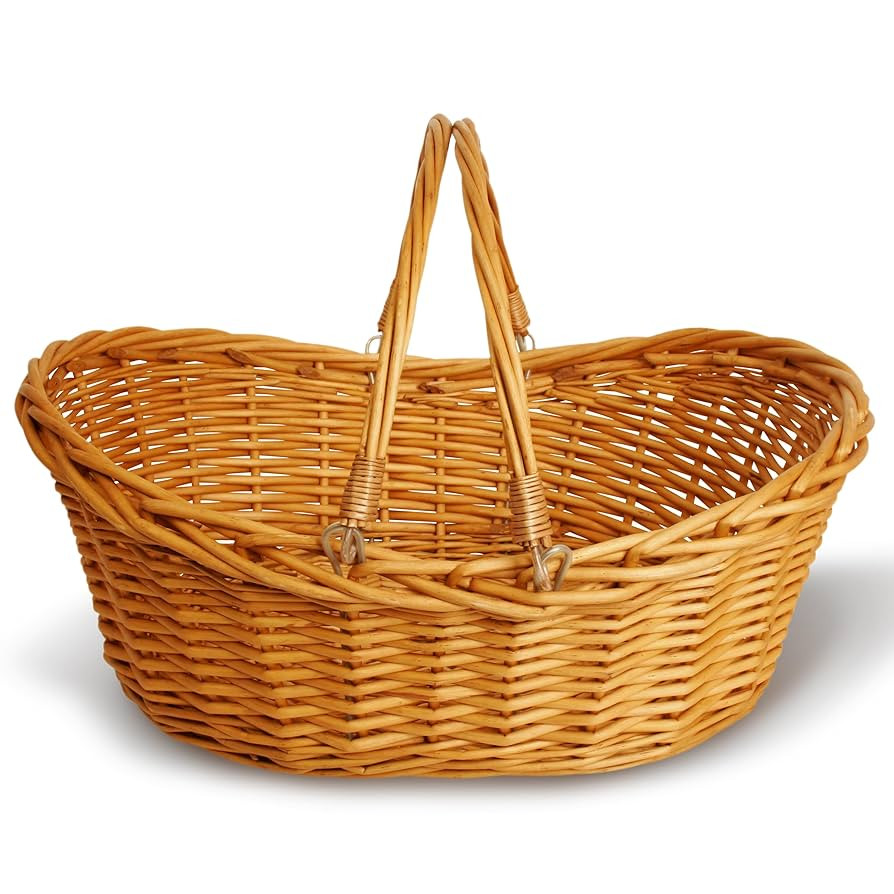 Wald Imports - Medium Light Brown Hand Woven Wicker Basket for Storage with Handles - Woven Baske... | Amazon (US)