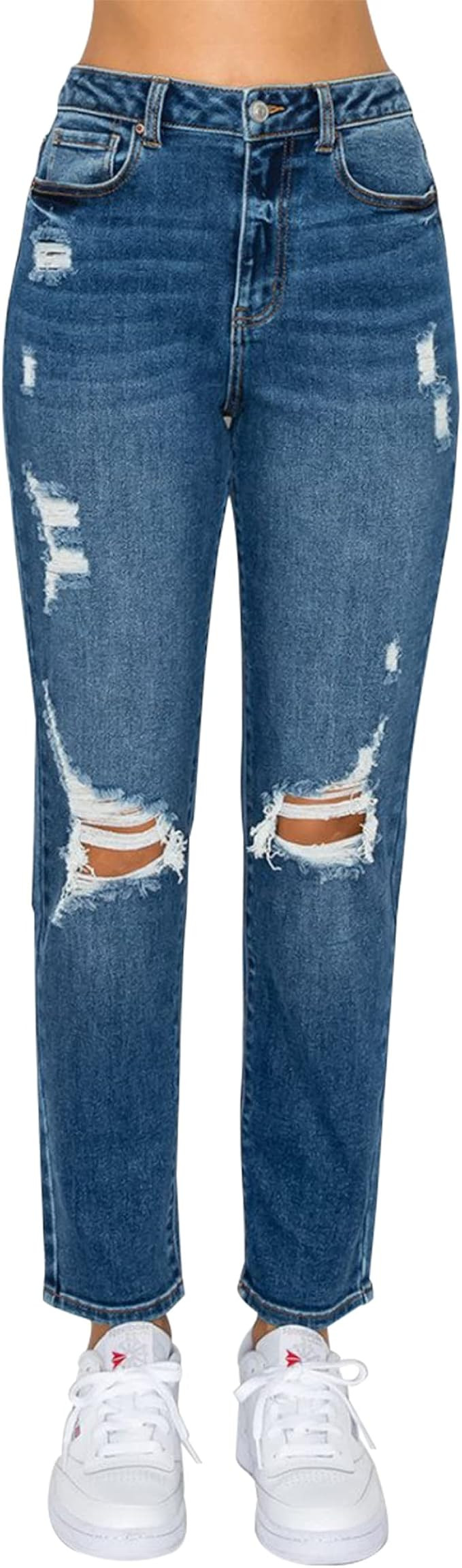 Little Vintage Girls Distressed Ripped Jeans for Women high Waist mom Jeans Boyfriend Jean,Wax Je... | Amazon (US)