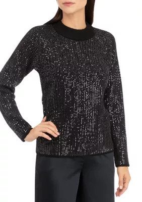 Crown & Ivy Women's Petite Sequin Sweater | Belk