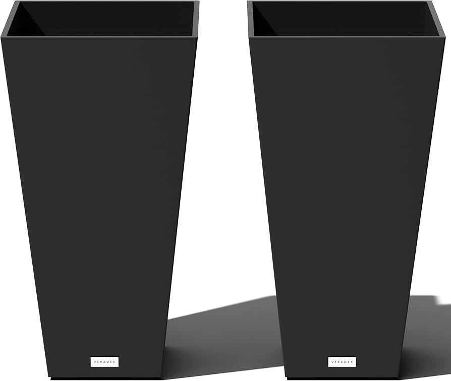 Veradek V-Resin Indoor/Outdoor Taper Planter, 2-Pack (26 inch, Black) | Amazon (US)