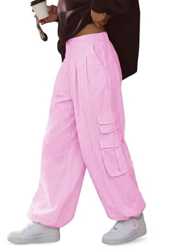 Fisoew Cargo Pants Women Wide Leg Elastic Waist Casual Y2K Barrel Parachute Baggy Pants Woman Tro... | Amazon (US)