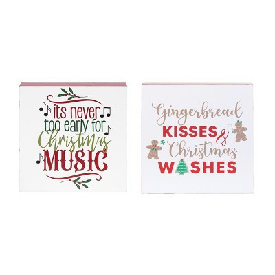 C&F Home 5" Christmas Music & Gingerbread Man Cute Humor Decorative Shelf Sitter Blocks Set of 2 | Target
