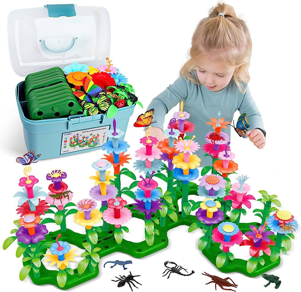 Leetous Toys Gifts for 3 4 5 6 Years Old Toddlers Girls Boys, Flower Garden Building Stacking Puz... | Amazon (US)