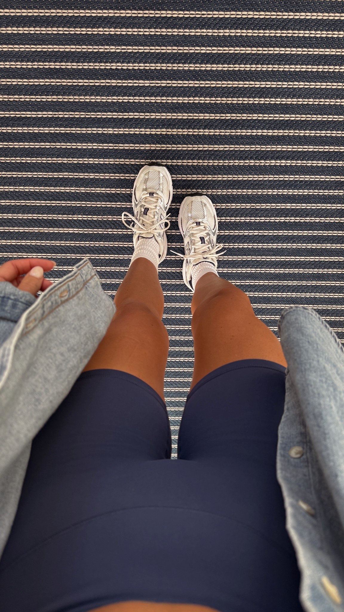 The BEST sneakers 🙌🏼 

Styling them with a summer to fall athleisure fit - YPB set with Aritzia oversized shirt. I’m wearing small in set & medium in top. 

YPB workout set, matching set, activewear, Amazon designer look for less bag, navy matching set, best walking sneakers, trendy bag, trendy sneakers, fall denim top

#LTKActive #LTKShoeCrush #LTKItBag