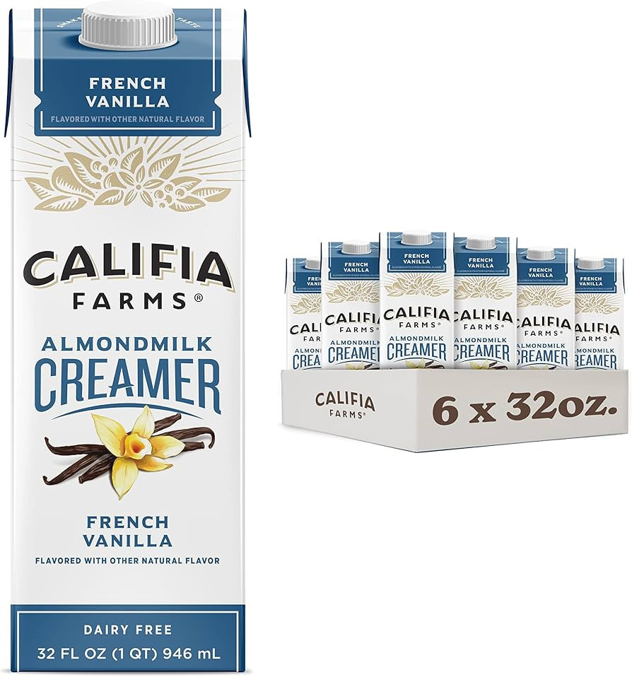Califia Farms - French Vanilla Almond Milk Coffee Creamer, 32 Oz (Pack of 6), Shelf Stable, Dairy... | Amazon (US)