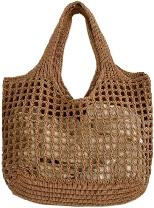 Crochet Mesh Beach Tote Bag,Women's Knit Shoulder Bags for Travel Knit Summer Vacation Aesthetic ... | Amazon (US)