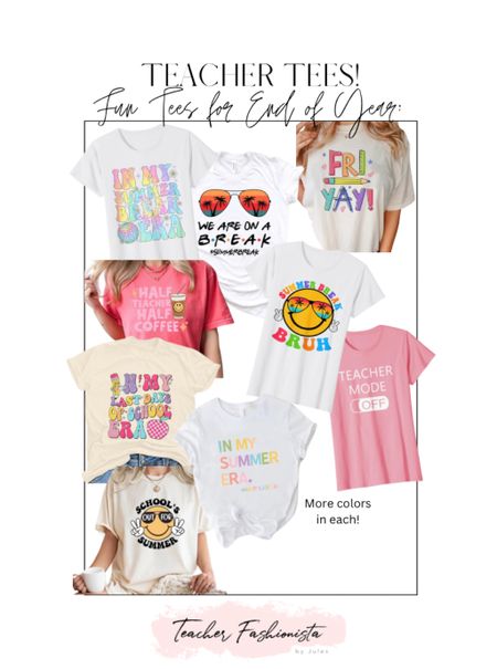 Teacher tshirts to pair with your favorite outfit — jeans, denim skirt, printed skirt, colorful pants or denim, or even shorts for your first day off! 😍 Hello summer break!! ☀️ (I got the FRIENDS “we are on a break” one this year. So cute!!) 

#LTKSeasonal #LTKSaleAlert #LTKFindsUnder50