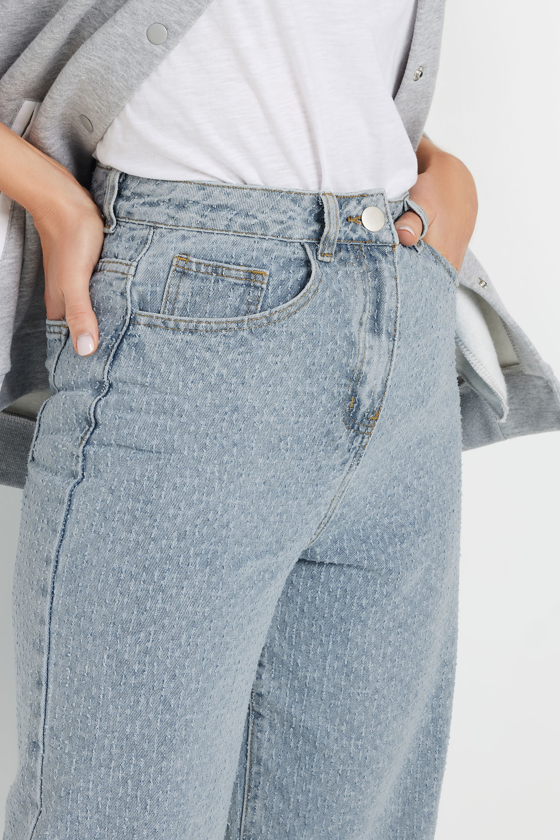 LTS Tall Blue Denim Textured Slouch Jeans | Long Tall Sally