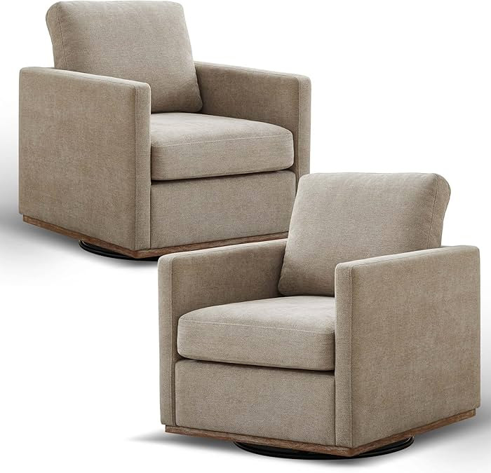 Aoiy & Wifon 30.7" W Swivel Accent Chair Set of 2, Mid Century Modern Swivel Chairs for Living Ro... | Amazon (US)