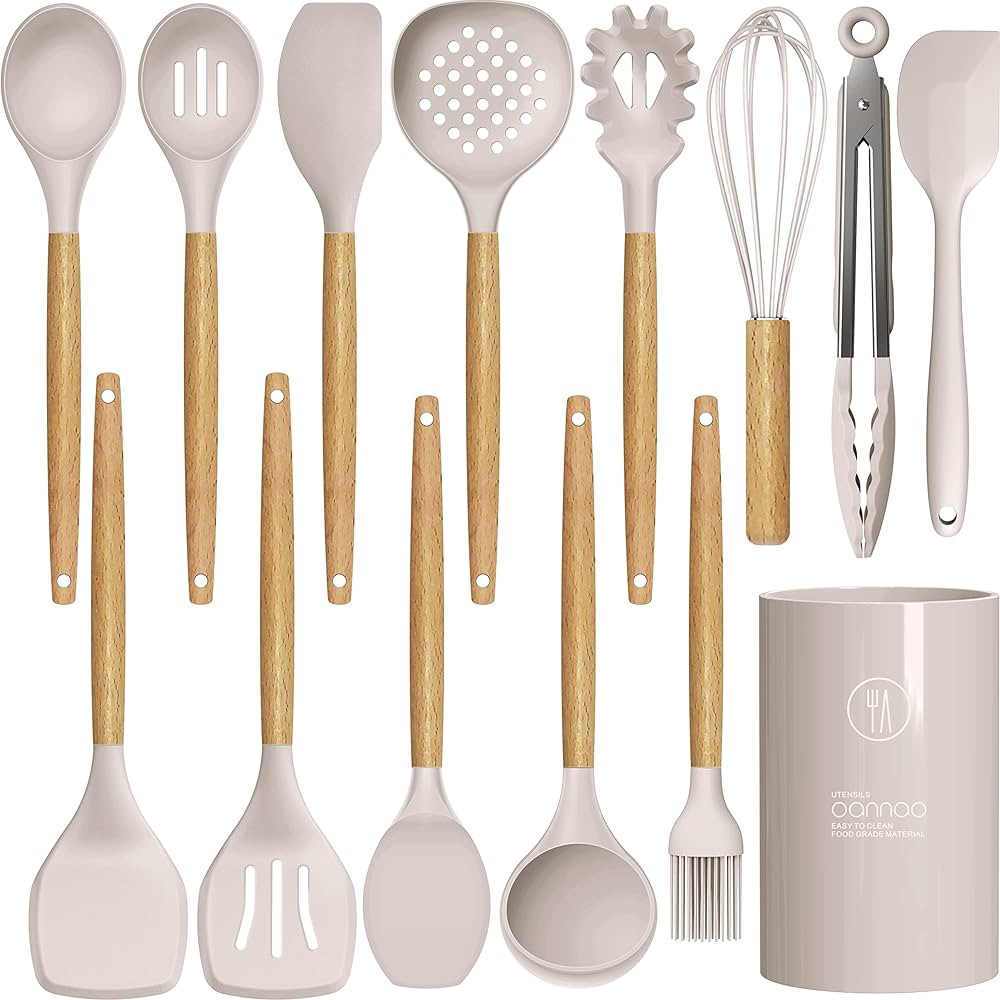 14 Pcs Silicone Cooking Utensils Kitchen Utensil Set - 446°F Heat Resistant,Turner Tongs, Spatul... | Amazon (US)