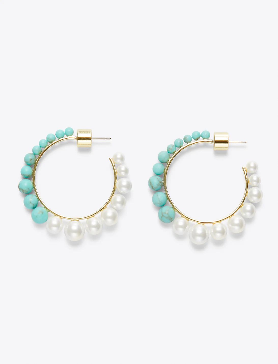 Graduated Pearl and Stone Hoop Earring | Draper James (US)