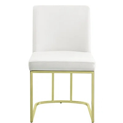 White And Gold Side Chairs (2) - Contemporary Metal Base Velvet Seat Chair For Dining | Wayfair North America