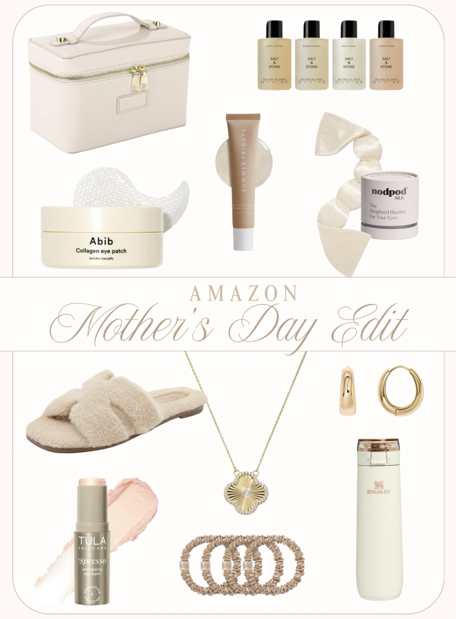 Mother’s Day gift ideas from Amazon! These will all arrive on time if ordered asap 🤍 

Beauty finds, Korean skin care, summer Fridays, self care, nod pod, slippers, Stanley, gold earrings, Tula, clover necklace, silk scrunchies, gifts for mom, mother in law, sister, salt and stone, fancythingsblog 

#LTKBeauty #LTKMothersDay #LTKmomlife