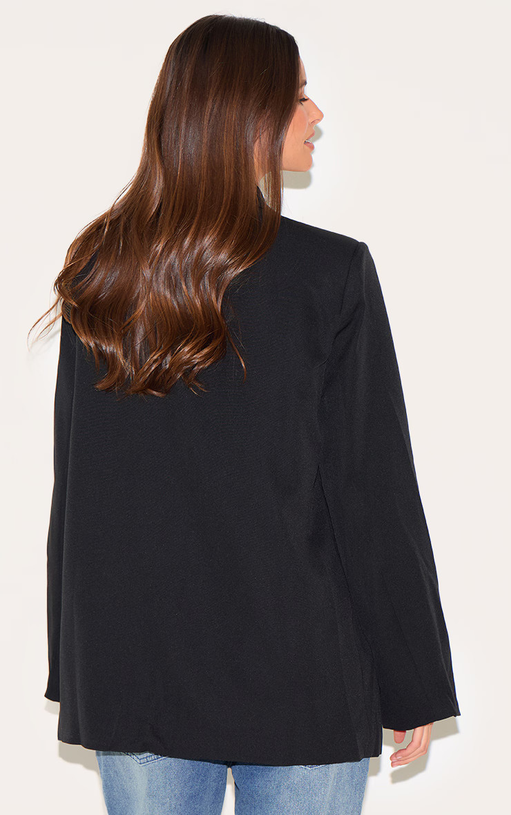 Black Oversized Drapey Button Detail Blazer | PrettyLittleThing UK